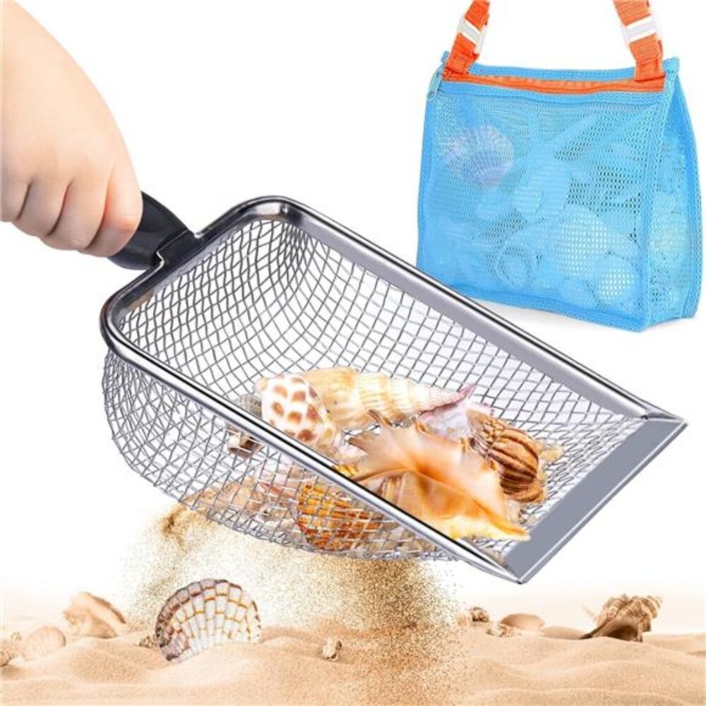 Beach Mesh Shovel with Mesh Beach Bag for Shell Collecting- Kids Filter